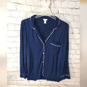 Eberjey Giselle Tencel Sleep Shirt Navy Ivory Med